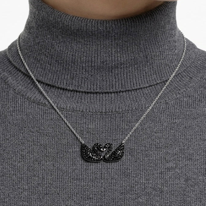 Double Swan Pendant Necklace
