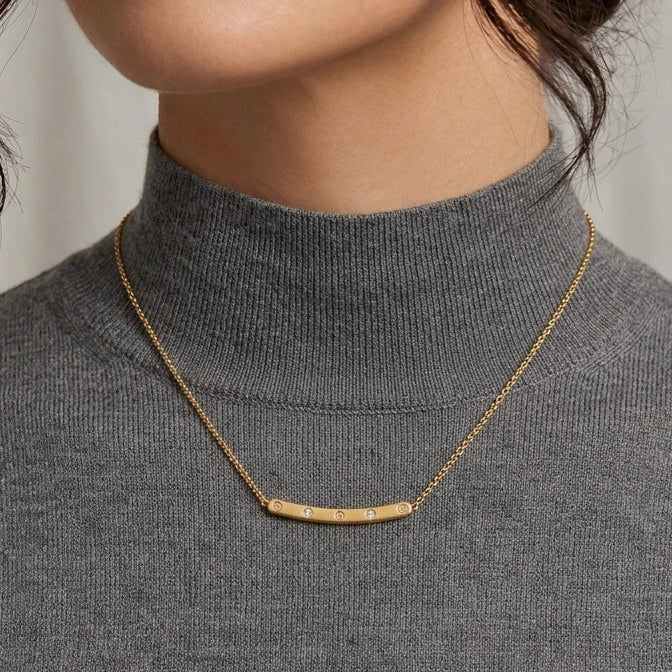 Crystal Bar Pendant Necklace