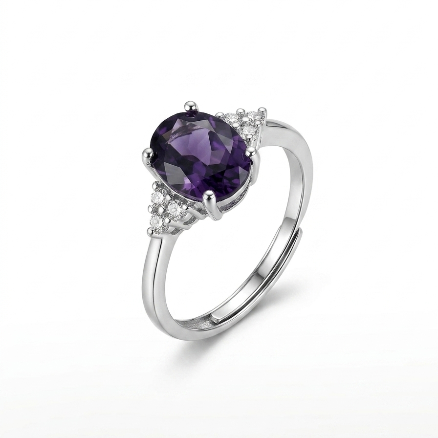 Luxury Oval Gemstone Adjustable Ring