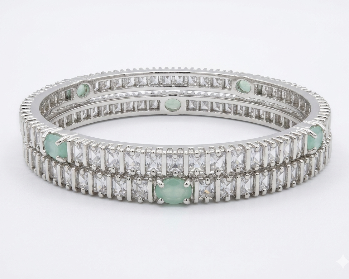 Princess-Cut Eternity Bangle Pair