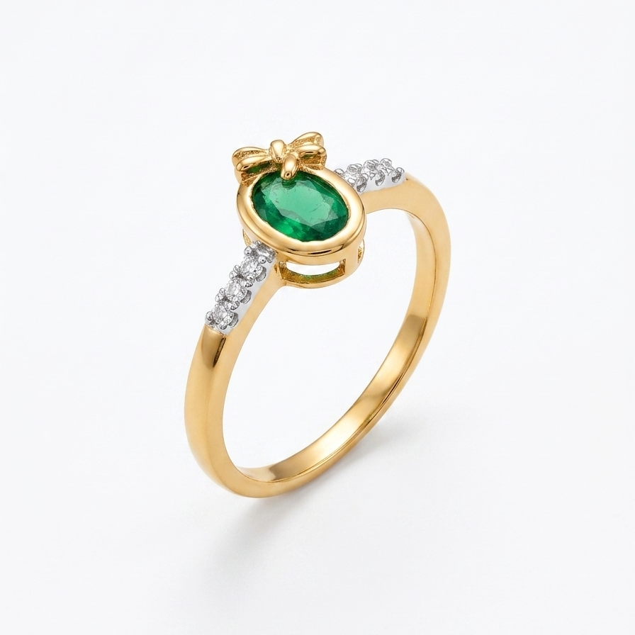 Dainty Emerald Green Bow Ring