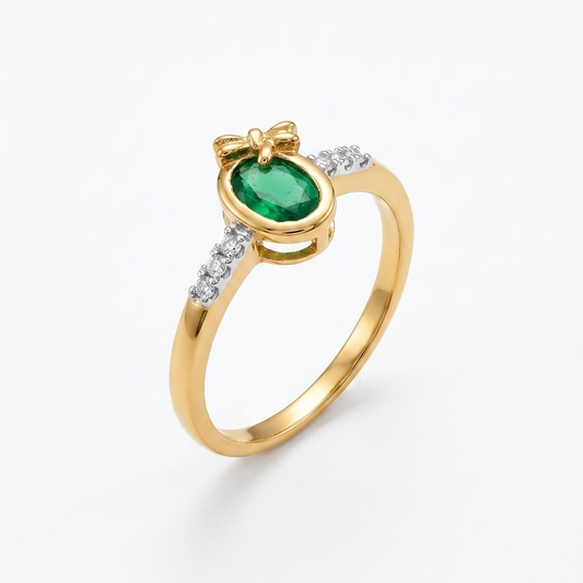 Dainty Emerald Green Bow Ring