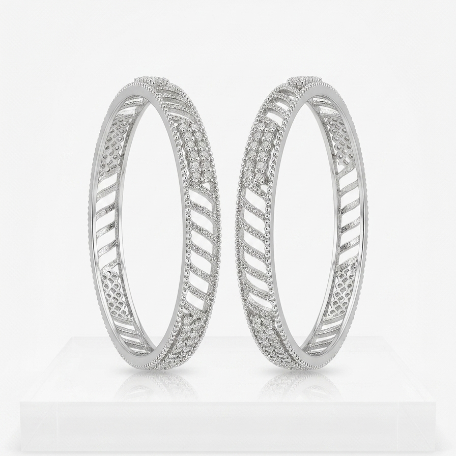 Diagonal Lattice Pavé Bangles