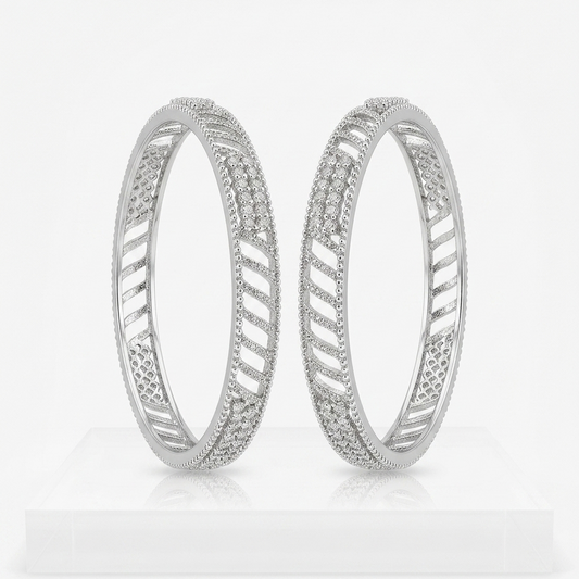 Diagonal Lattice Pavé Bangles