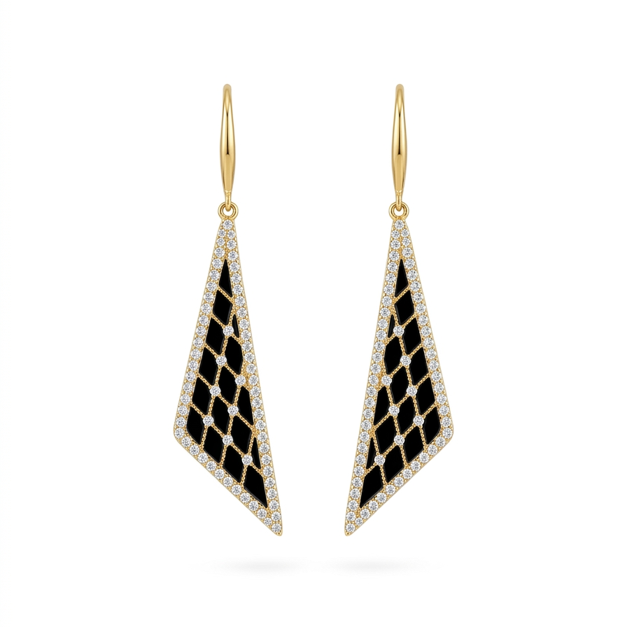 Obsidian Grid Drop Earrings