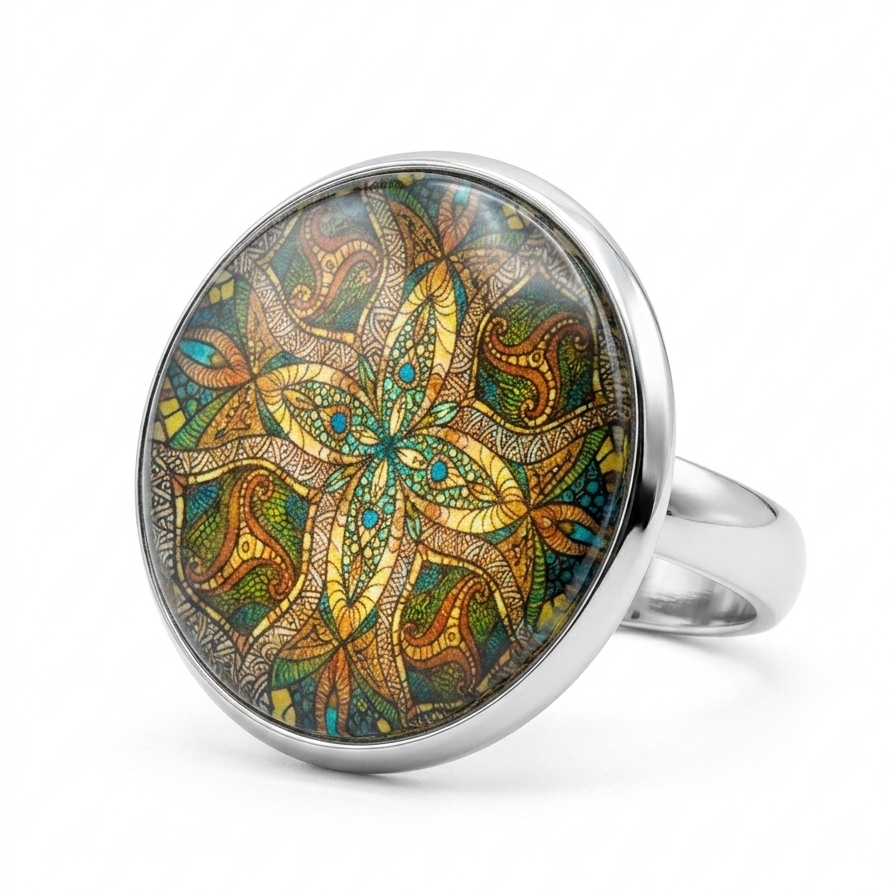 Bohemian Glass Dome Statement Rings