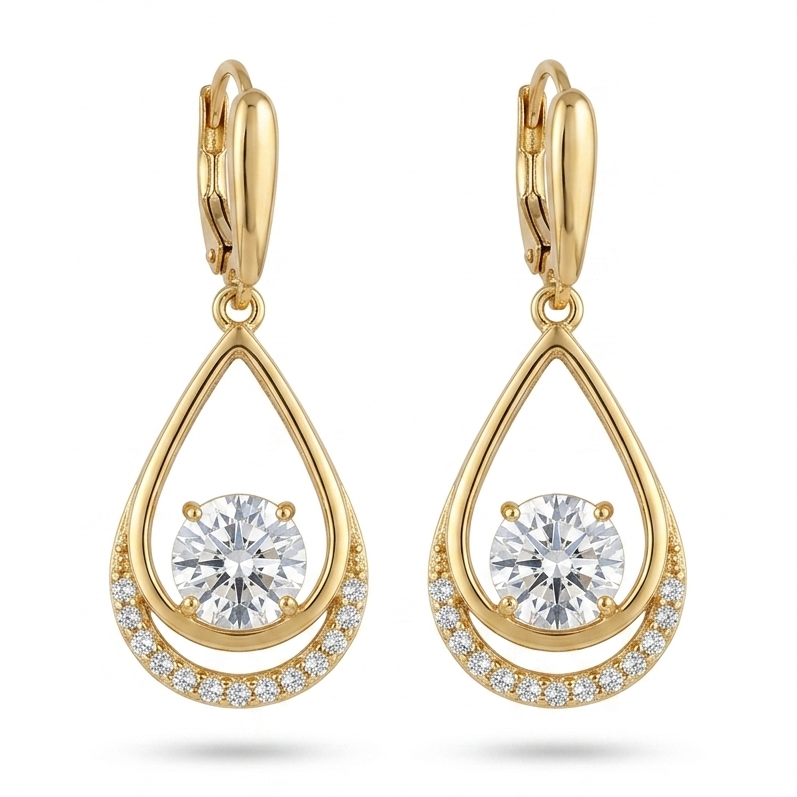 Floating Solitaire Teardrop Earrings