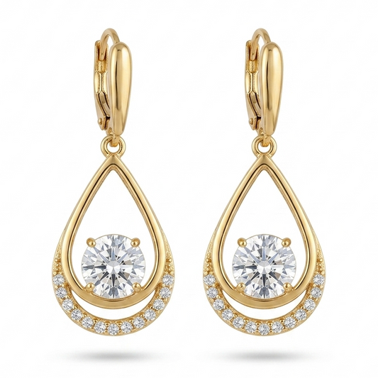 Floating Solitaire Teardrop Earrings
