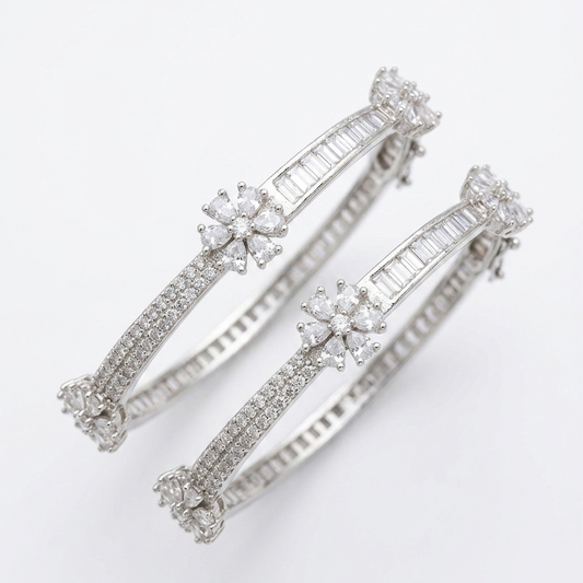 Crystal Flower Duo Bangles