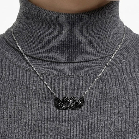 Double Swan Pendant Necklace