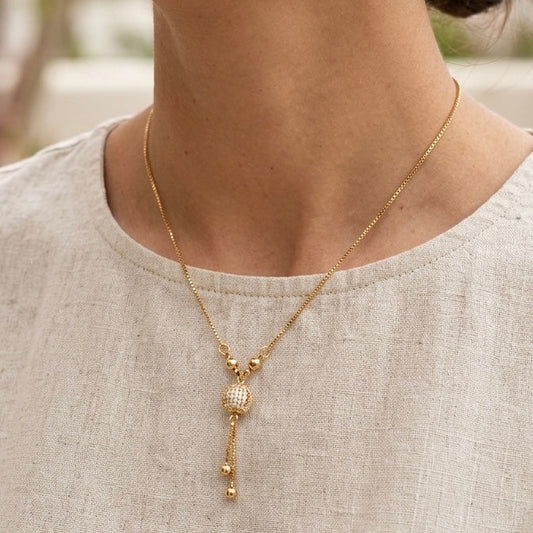 Pavé Ball Lariat Necklace