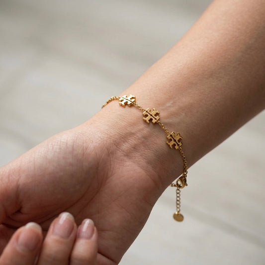 Triple Logo Charm Chain Bracelet