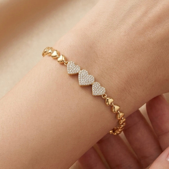 Pavé Heart Link Bracelet Collection