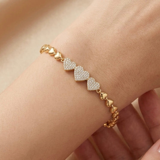 Pavé Heart Link Bracelet Collection