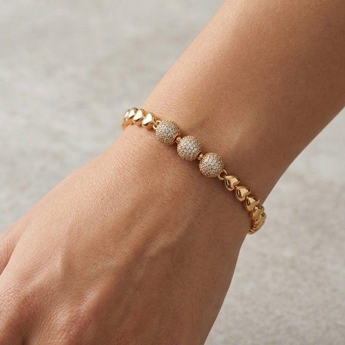 Pavé Heart Link Bracelet Collection
