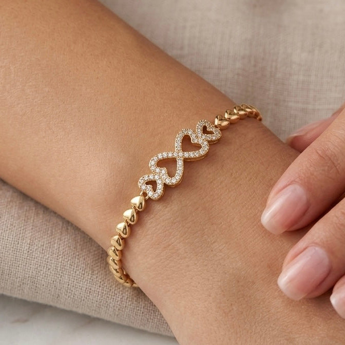 Pavé Heart Link Bracelet Collection