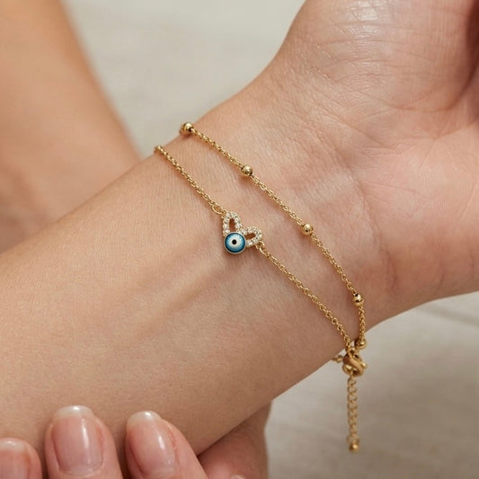 Evil Eye Hamsa Satellite Chain Bracelet