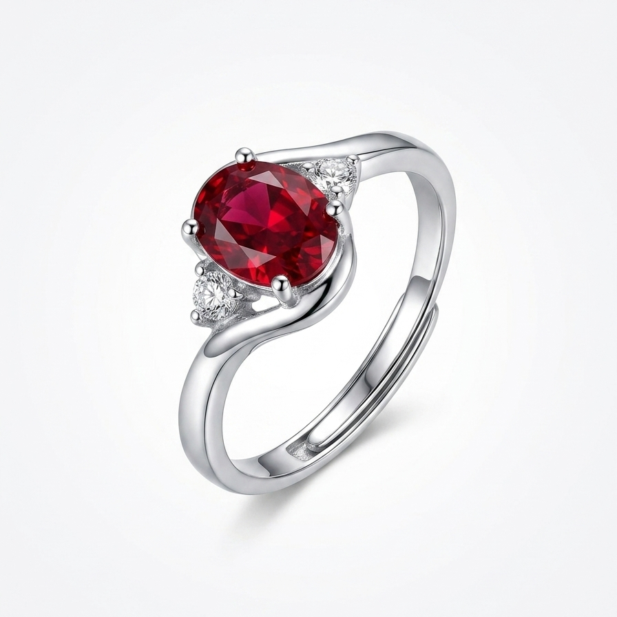 Emerald Stone Oval CZ Bypass Ring