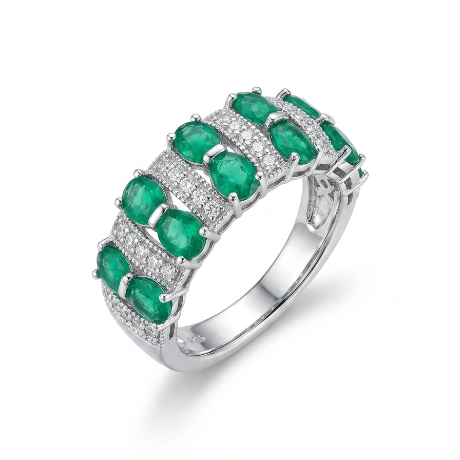 Bold Multi-Stone Cluster Band Ring