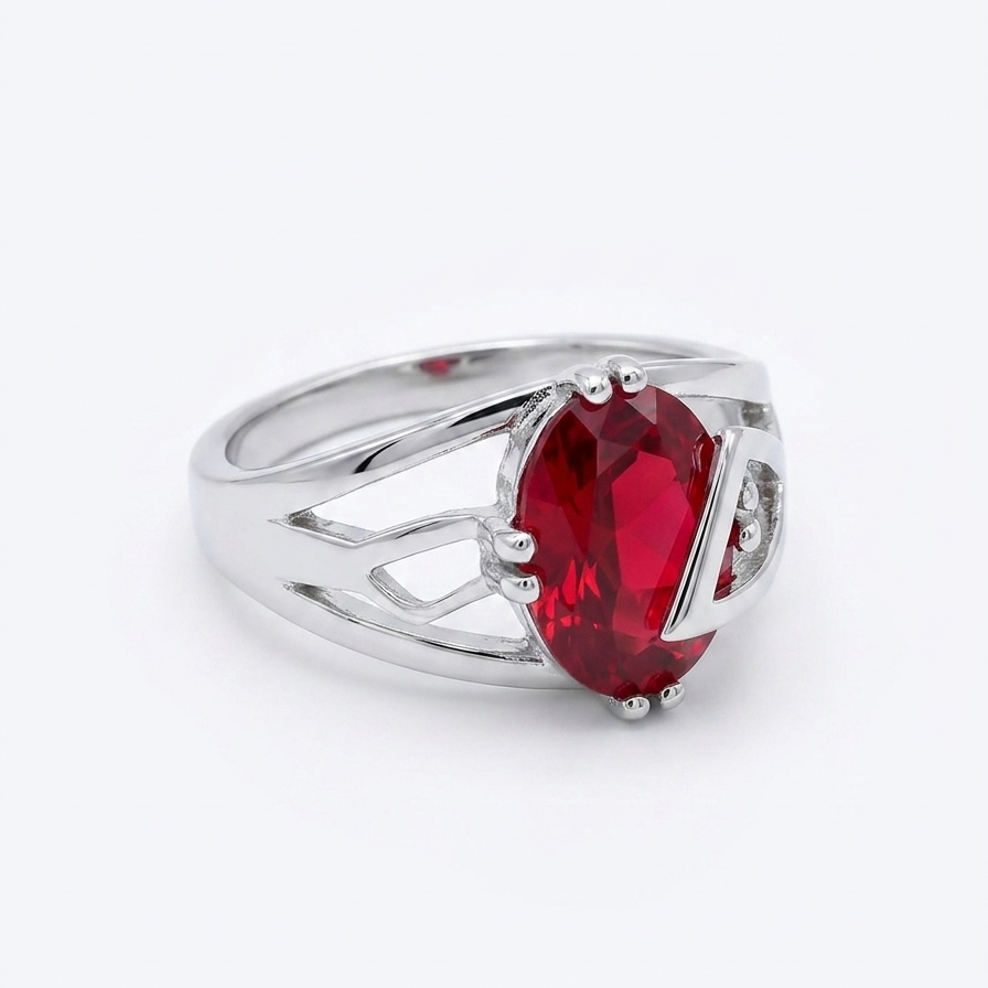 Emerald Stone Oval CZ Statement Ring