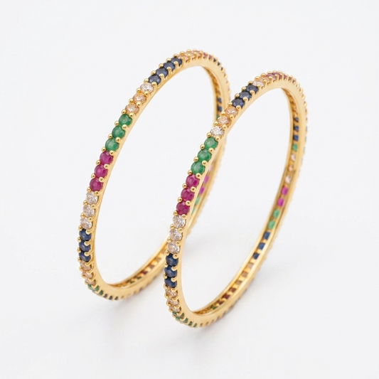 Rainbow Eternity Bangle Pair