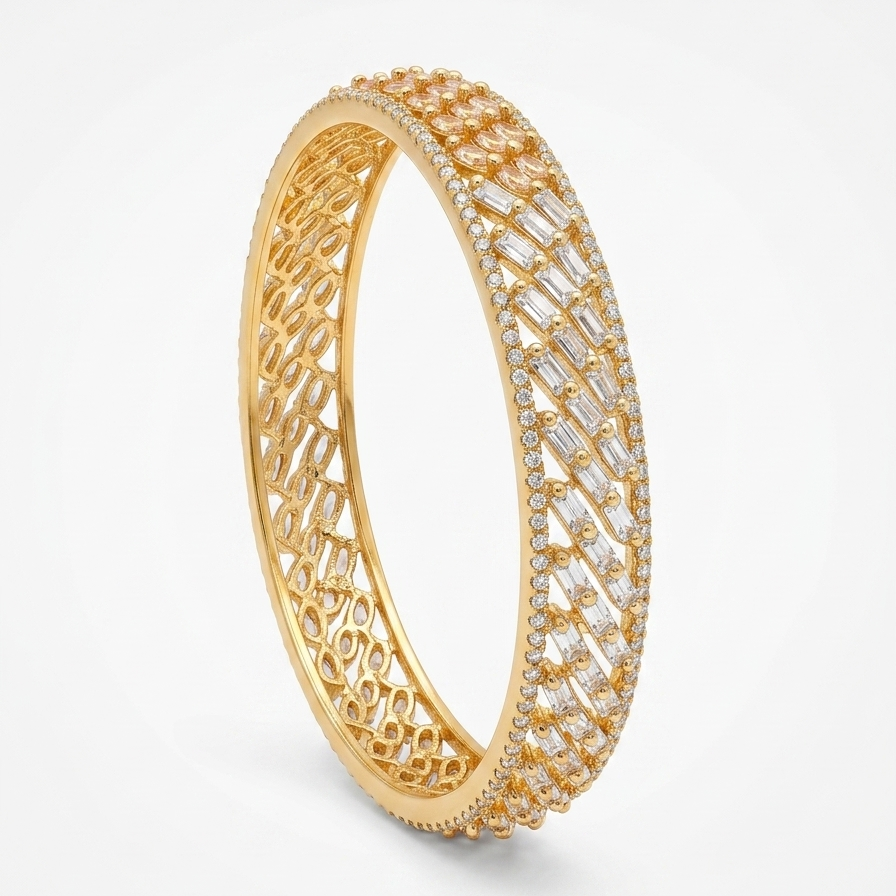 Gold Baguette Lattice Bangle
