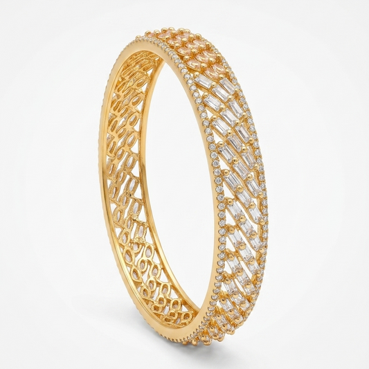 Gold Baguette Lattice Bangle