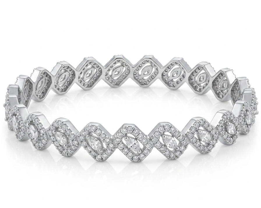 Marquise Halo Geometric Bangle