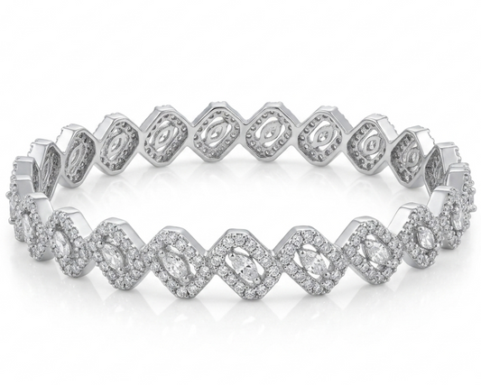 Marquise Halo Geometric Bangle