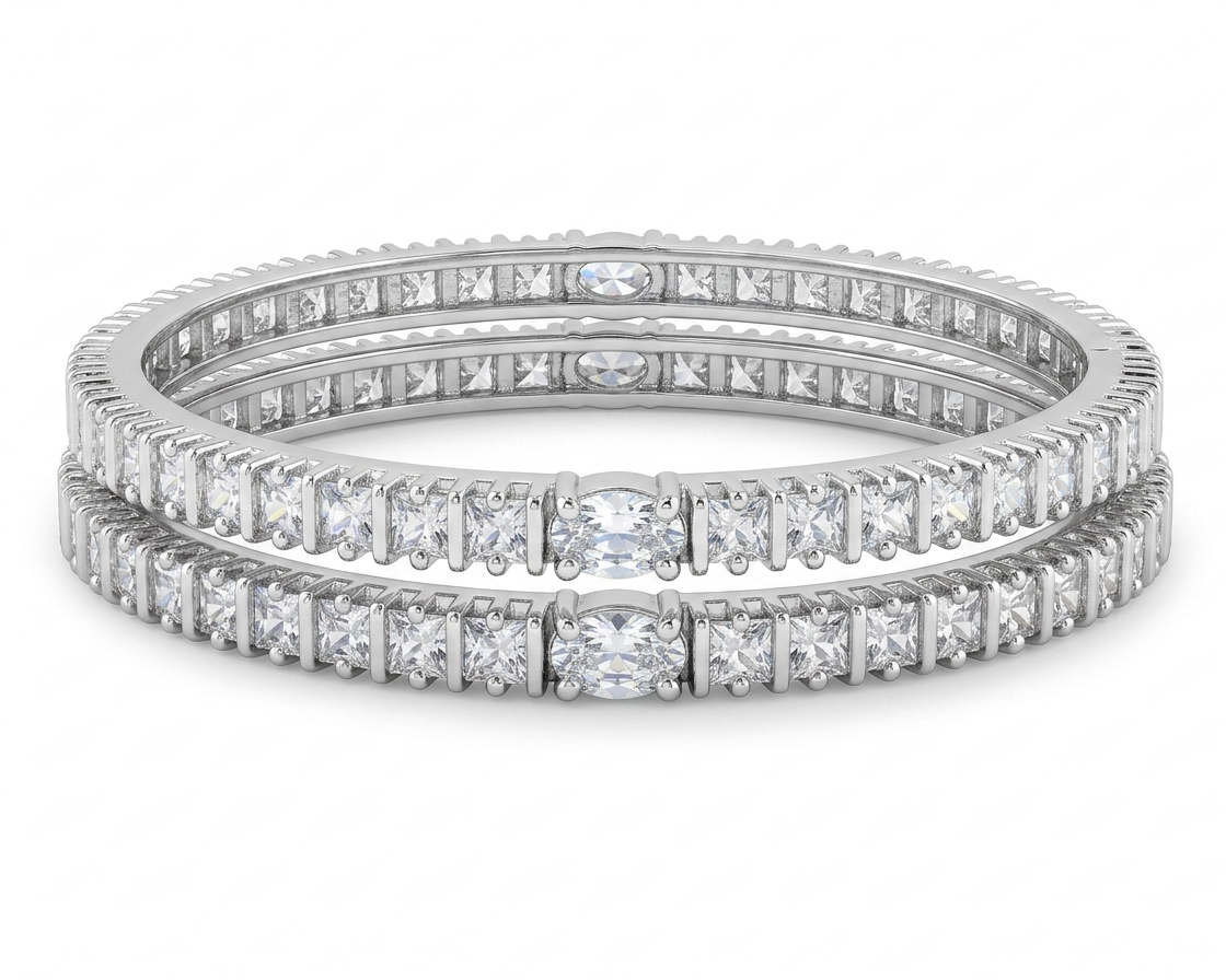 Princess-Cut Eternity Bangle Pair