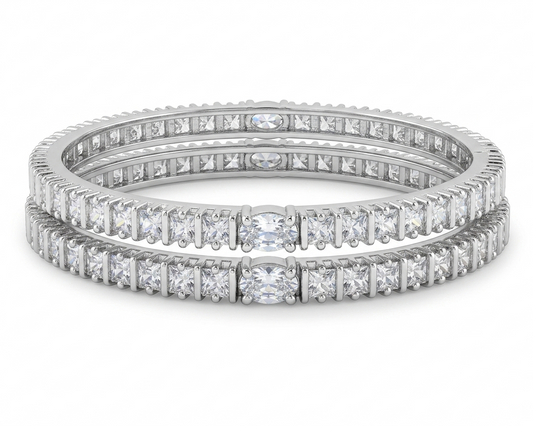 Princess-Cut Eternity Bangle Pair