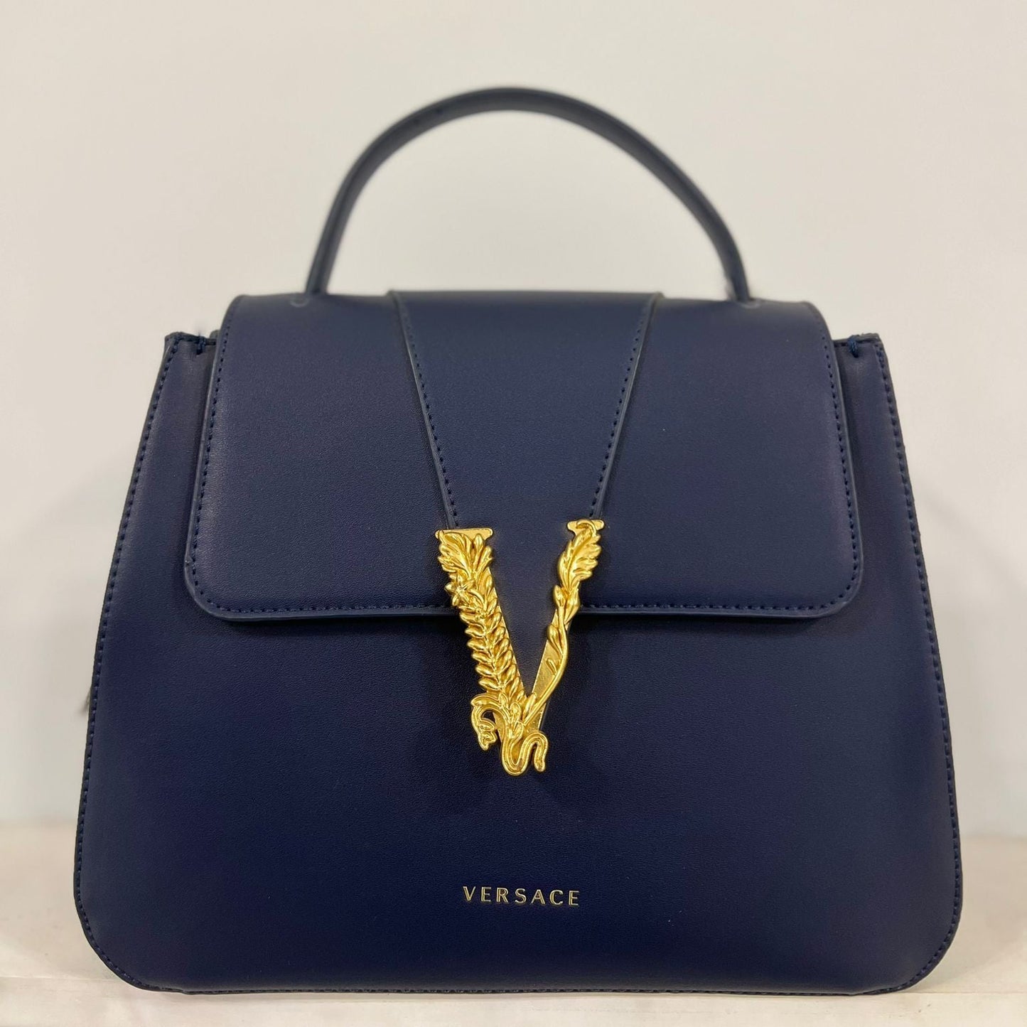 Designer-Inspired Gold Baroque V Clasp Flap Satchel