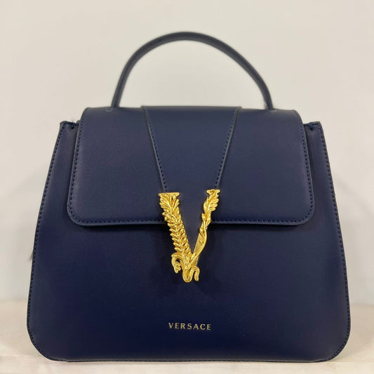 Designer-Inspired Gold Baroque V Clasp Flap Satchel