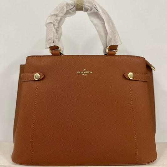 Designer-Inspired – Tan Brown Saffiano Structured Tote Bag