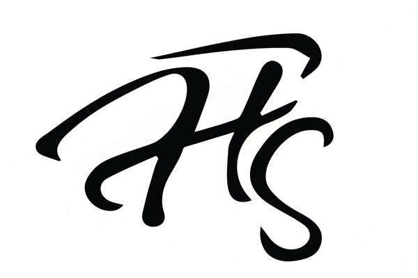 Black calligraphic initials 'H' and 'S' on a white background